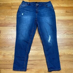 1822 Denim Distressed Skinny Jeans Womens 18W Blue Stretch Casual Indie